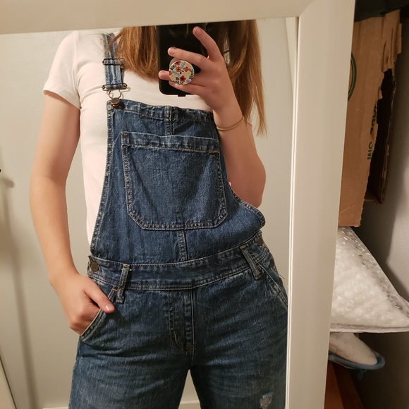 Aeropostale Dark Wash Ripped Denim Overalls - Picture 2 of 3